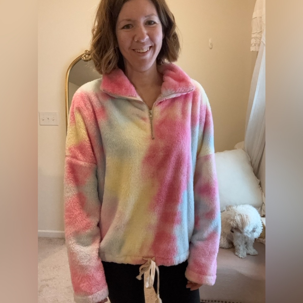 Blue buttercup Tie dye Sherpa pullover